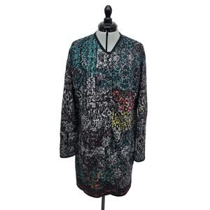 J. Jill‎ Longline Coatigan Knit Artsy Wool Blend Button Front Women's Size Large